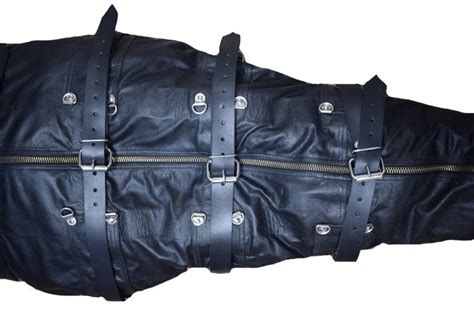 Real Leather Handmade Bondage Sleep Sack Bdsm Restriction With Belts