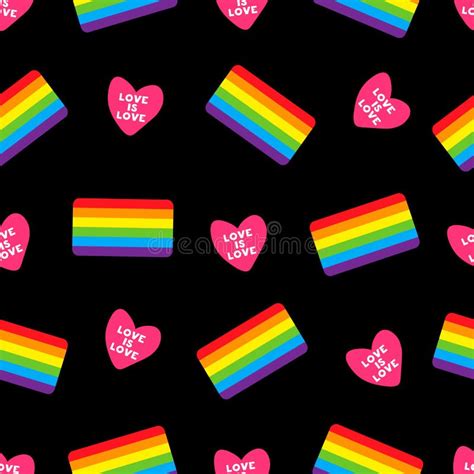 colorful seamless pattern with heart and lgbt flag vector seamless black pattern with gay flag
