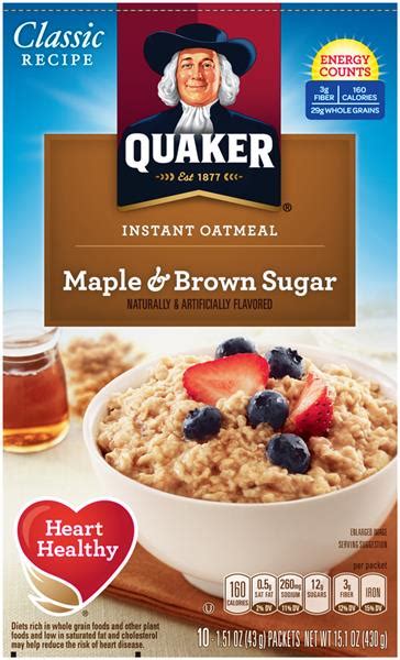 Quaker oats benefits (health is wealth) instant oatmeal kaalaman sa nutrition facts subscribe na! Quaker Maple & Brown Sugar Instant Oatmeal 10 Packets | Hy ...