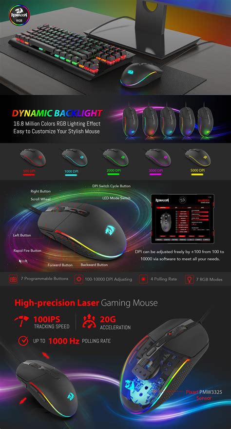 Redragon M719 Invader Wired Gaming Mouse With 7 Programmable Buttons