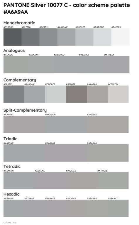 Pantone Silver C Color Palettes And Color Scheme Combinations