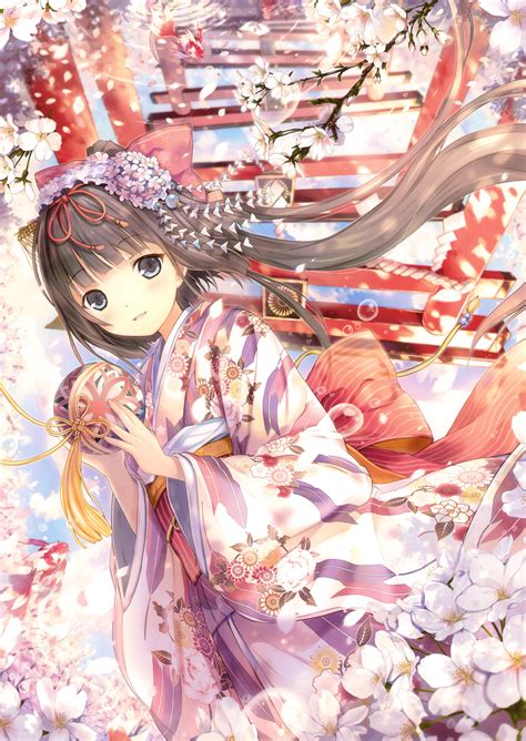 Anime Girls Kimono Wallpapers Wallpaper Cave