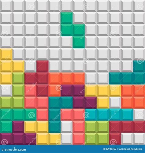 Geometric Background Style Tetris Game Stock Vector Illustration Of