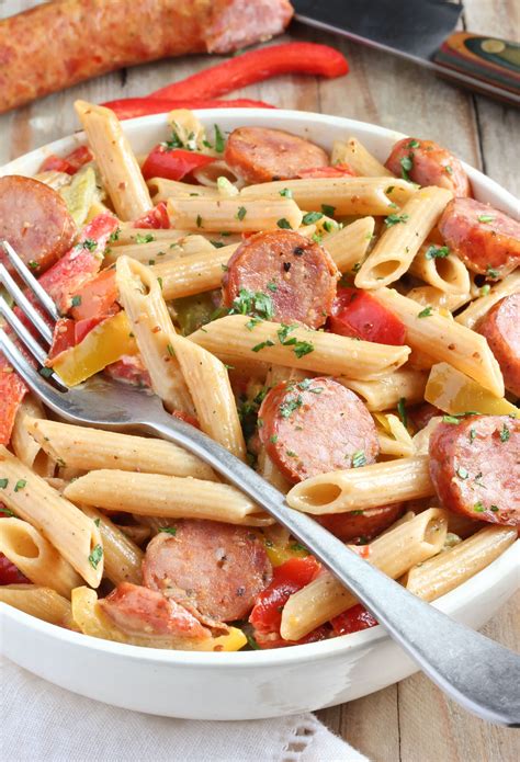 In a large bowl, combine milk and soup. Recipe: Spicy Sausage & Mixed Vegetable Skillet Pasta | Kitchn