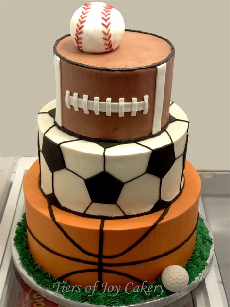 Sports Balls Cake With Baseball Football Soccer Ball Basketball And