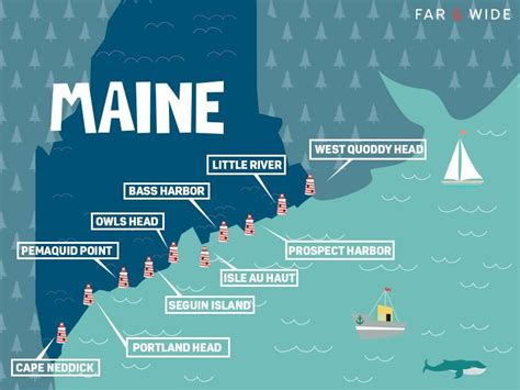 A Map Of Maines Most Beautiful Lighthouses Far And Wide