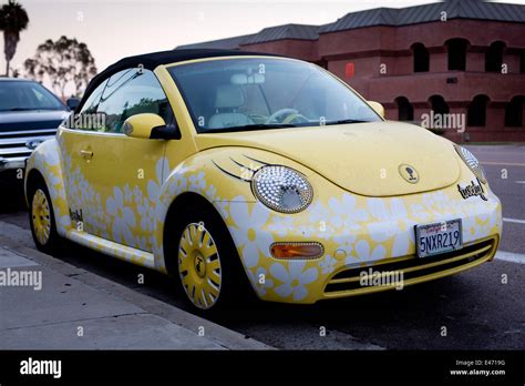 Tweety Version Of A Vw Beetle With Flower Decoration And Headlight
