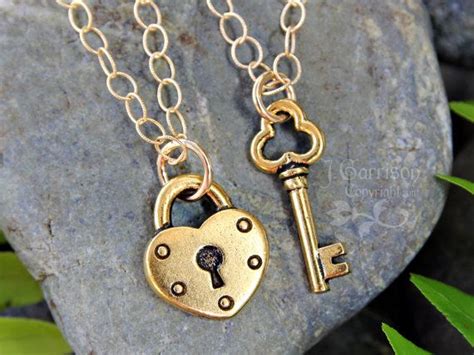 Key To My Heart Gold Couples Necklace Set Two Necklaces With Etsy