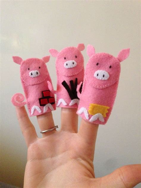 The Three Little Pigs Finger Puppets Felt Homemade Felt Finger