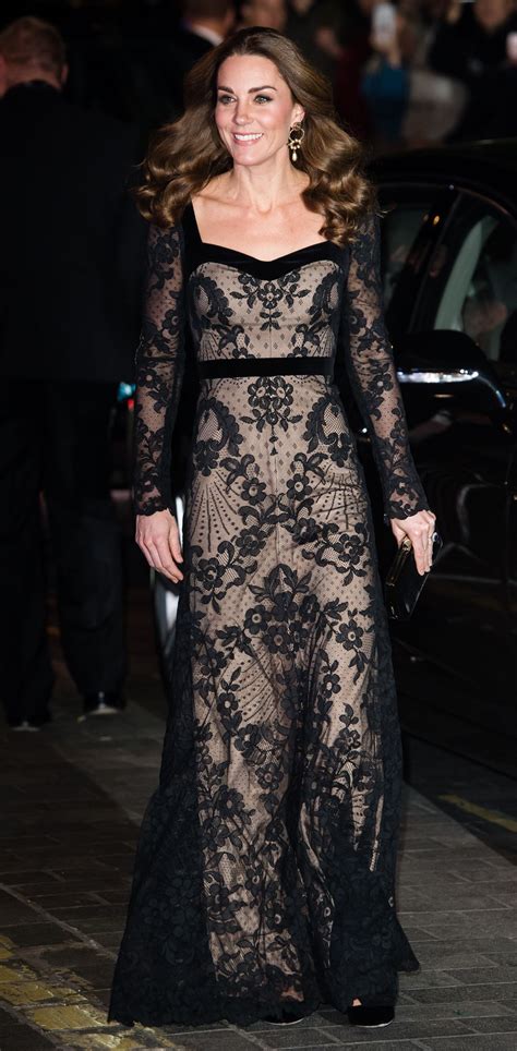 Kate Middleton Is A Knockout In Alexander Mcqueen On Date Night With William Black Lace Gown