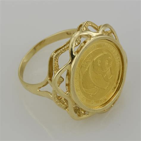 14k Yellow Gold Ladies Ring With 1983 120 Oz Gold Chinese Panda Size
