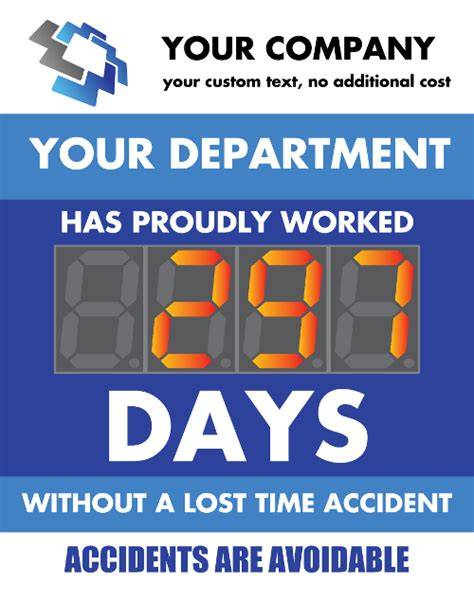2021 countdown to find out how many days left in the year. Days Since Last Accident Sign with 5" Counter