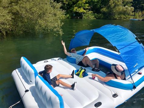 43105 Large Inflatable 6 Person Lake Pool River Floating Island Raft W Etc