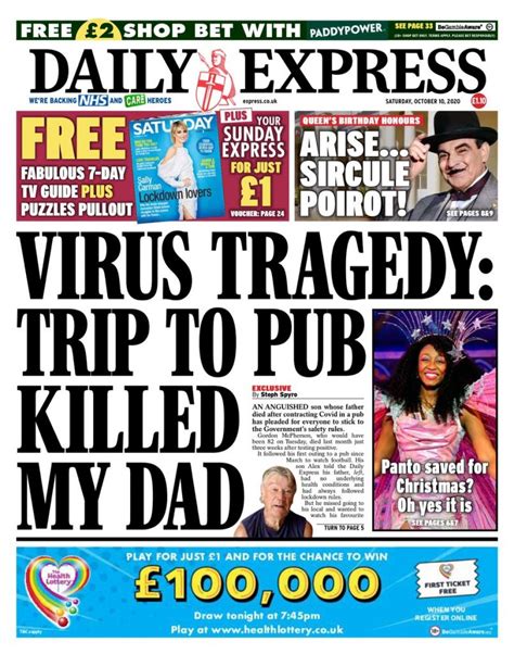 Daily Express Front Page 10th Of October 2020 Tomorrows Papers Today