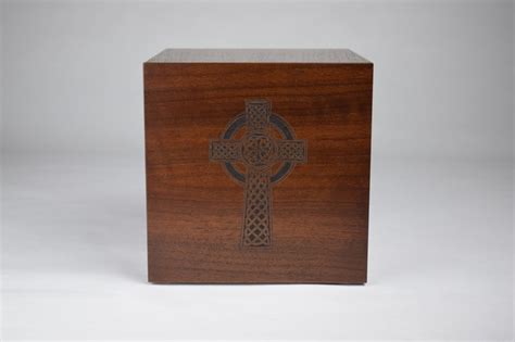 Square Walnut Cremation Urn With Celtic Cross Etsy
