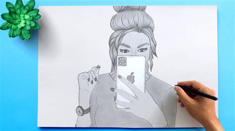 Dibujar Chica Iphone Cómo Dibujar A Una Chica Tomándose Una Selfie