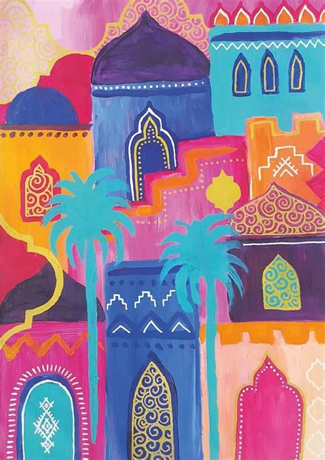 Morocco Artdigital Downloadcolorful Moroccan Citymarrakech Art1001
