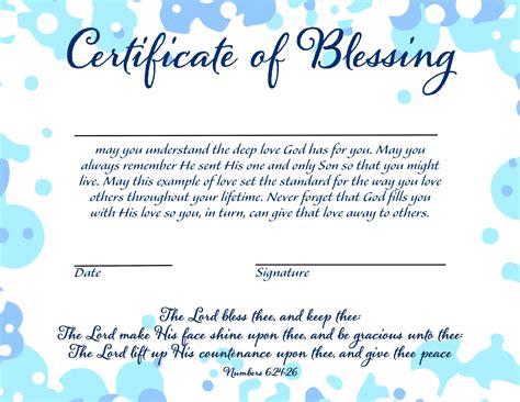 Christian Certificate Of Blessing Pdf Download Printable Etsy