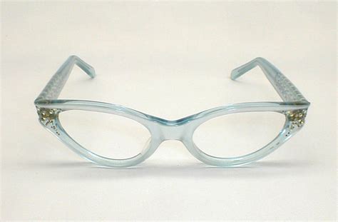 womens vintage cat eye glasses blue pearl rhinestones betty eyeglasses
