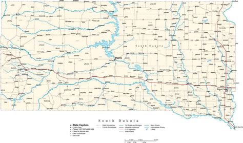 South Dakota State Map In Fit Together Style To Match Other States