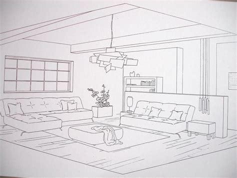 2 Point Perspective Living Room Drawing Home Designs Inspiration