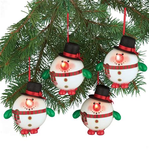 Lighted Snowman Christmas Tree Ornaments Set Of 4