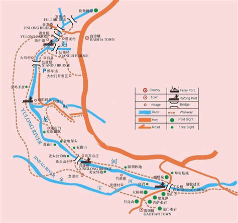 Yulong River Travel Map China Trekking Guide Route Map Photo