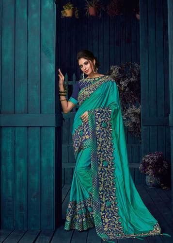 Green is a primary color that can be used along with red and blue to create all other colors. Wedding Wear Amazing Peacock Green Color Heavy Bordered ...