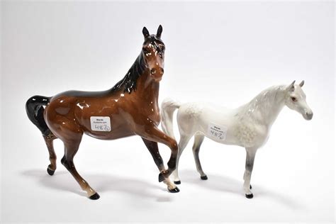 Two Beswick Porcelain Horses Including A Brown Mare 8 12 In Height