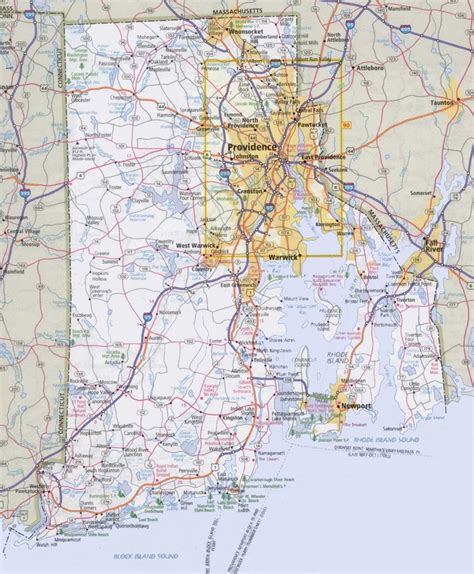 Laminated Map Large Detailed Roads And Highways Map Of Rhode Island Images