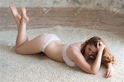 Curly Sexy Girl Plus Size Lingerie Is Lying On The Mat On Flickr
