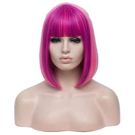 two tones straight short wig with bangs sissy lux
