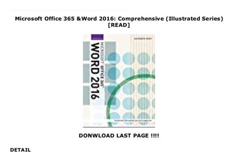Microsoft Office 365 And Word 2016 Comprehensive Illustrated Series Read