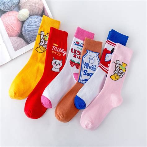 Colorful And Interesting Forced Series Combed Cotton Ladies Socks Banana Strawberry Cute Cat