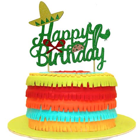 Buy Hakpuotr Cactus Cake Topper Happy Birthday Cake Topper With Taco
