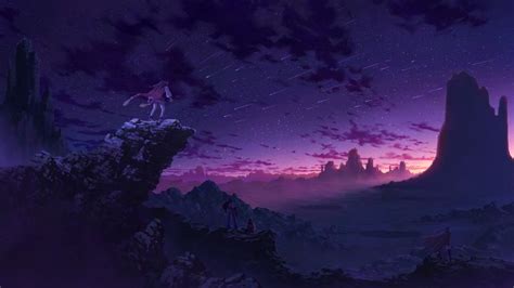 Purple Sky Landscape 1920 X 1080 In 2020 Anime Scenery Sky
