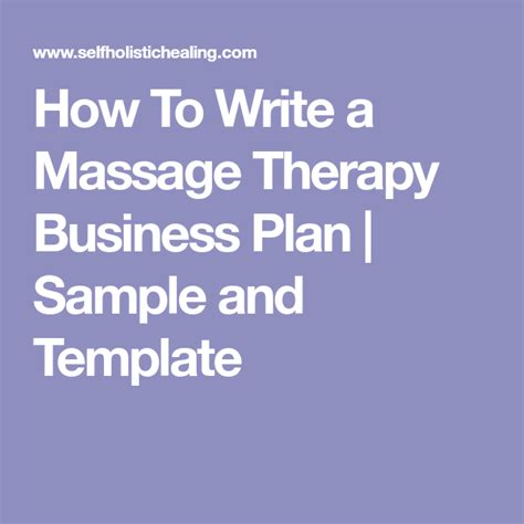 Massage Therapy Business Plan How To Write One W Sample And Template