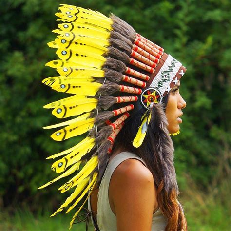 Yellow Chief Headdress 65cm Indian Headdress Novum Crafts