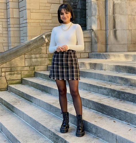 Plaid Skirt Outfits With Boots My Xxx Hot Girl