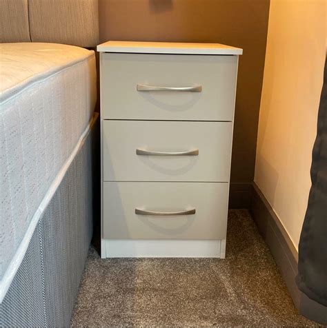Fully Assembled White And Grey Bedside Cabinet In Hall Green West