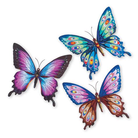 Collections Etc Colorful Butterfly Metal 3d Wall Art Set