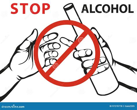 Stop The Alcohol A Man Offers A Drink Holding A Bottle Stock Vector