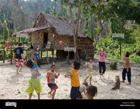 Moken Children Sea Gypsy Play At Their Rebuilt School On Ko Surin Thai