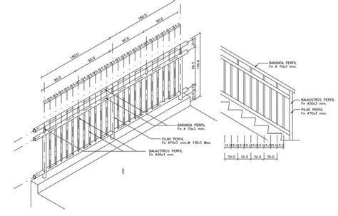 Wooden Railing Section And Dimension Drawing Details Dwg File Cadbull