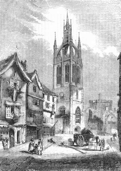 Northumbs St Nicholas Church Newcastle Tyne 1845 Old Antique Print