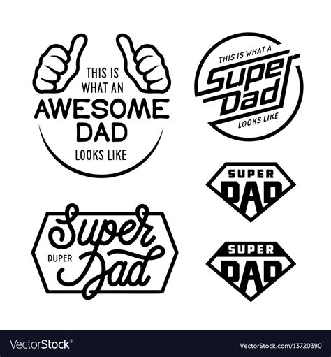 Super Dad Emblems Labels Prints Set Royalty Free Vector