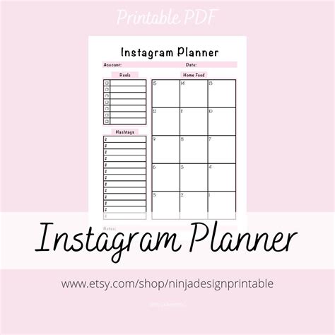 Printable Instagram Content Planner With Grid Layout Etsy Canada