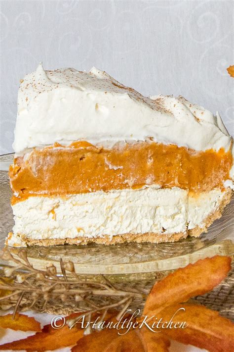 This scrumptious moist pumpkin cake with cream cheese filling is has a lightly sweetened thin layer of cream cheese and a luscious crumb topping. No Bake Triple Layer Pumpkin Pie Thats Too Good To Be True - All Created