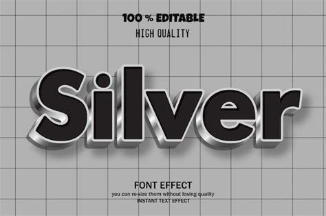 Silver Text Font Effect Premium Vector