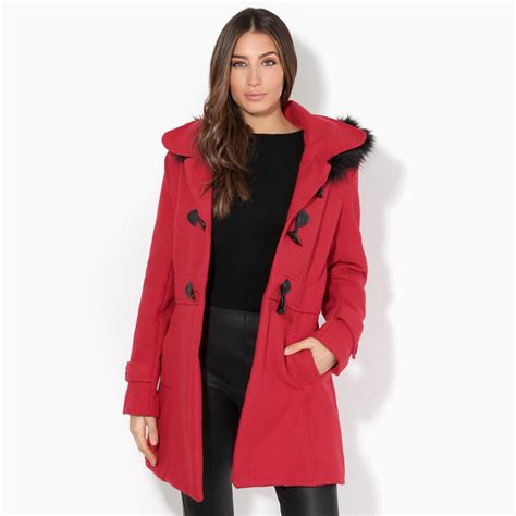 Womens Fur Hood Parka Ladies Duffle Trench Coat Toggle Winter Jacket Ebay